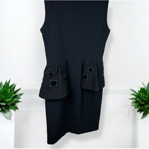 Tibi Wool / Cashmere Peplum Sheath Dress with Embroidered Eyelet Detail - Picture 8 of 9